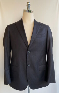 J. Hilburn Guabello Wool Gray Stripe Jacket Blazer Bespoke 40R